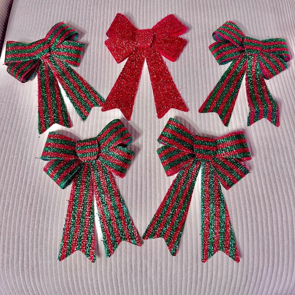 Striped Bows-Christmas Bows, Holiday Gift Bows, Shimmer